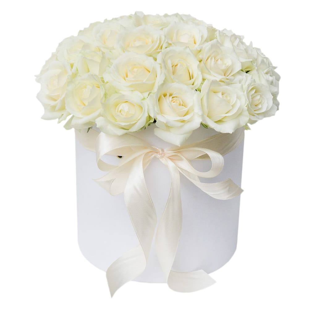 Moderno Arreglo Floral de Rosas Blancas – Flores a Domicilio
